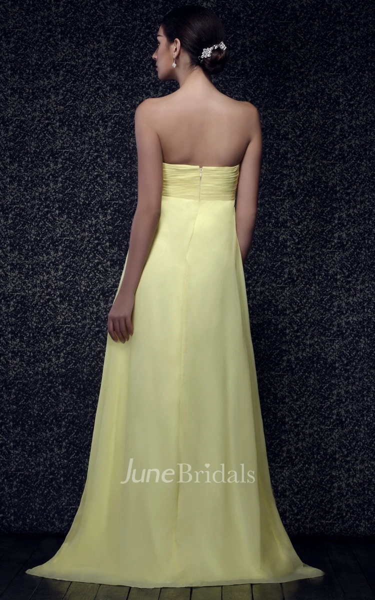 Sweetheart Empire Floor-Length Dress With Beading and Pleats