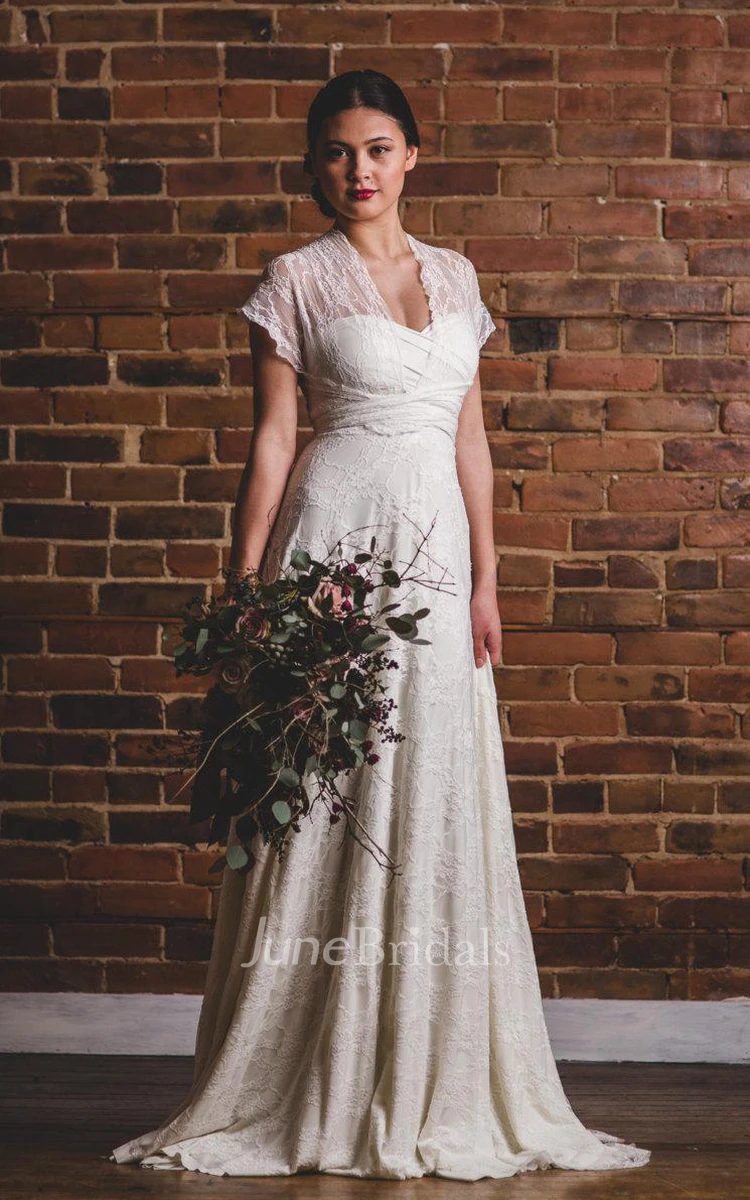 Short Wedding Dress with Sheer Overlay