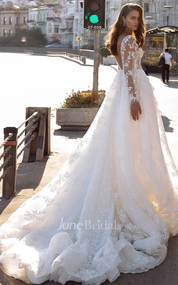 Wedding ball gown with hot sale train