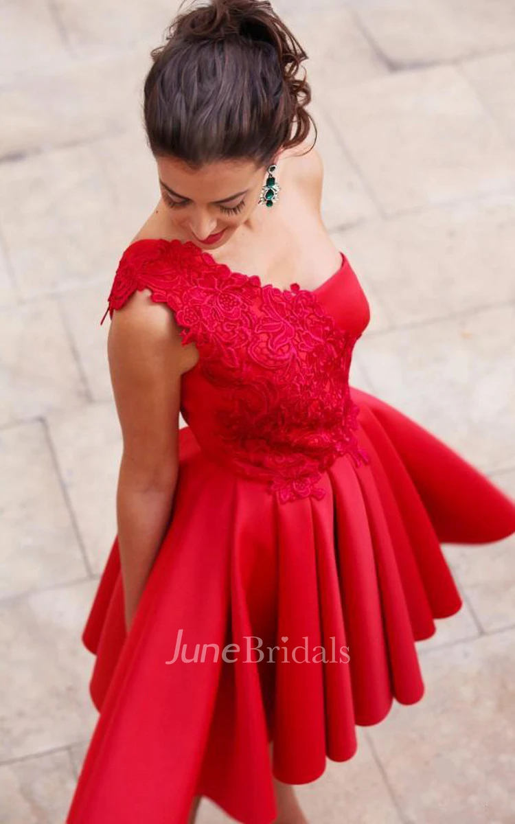 One Shoulder Short Mini Cocktail Dresses With Pleats And Applique - June  Bridals