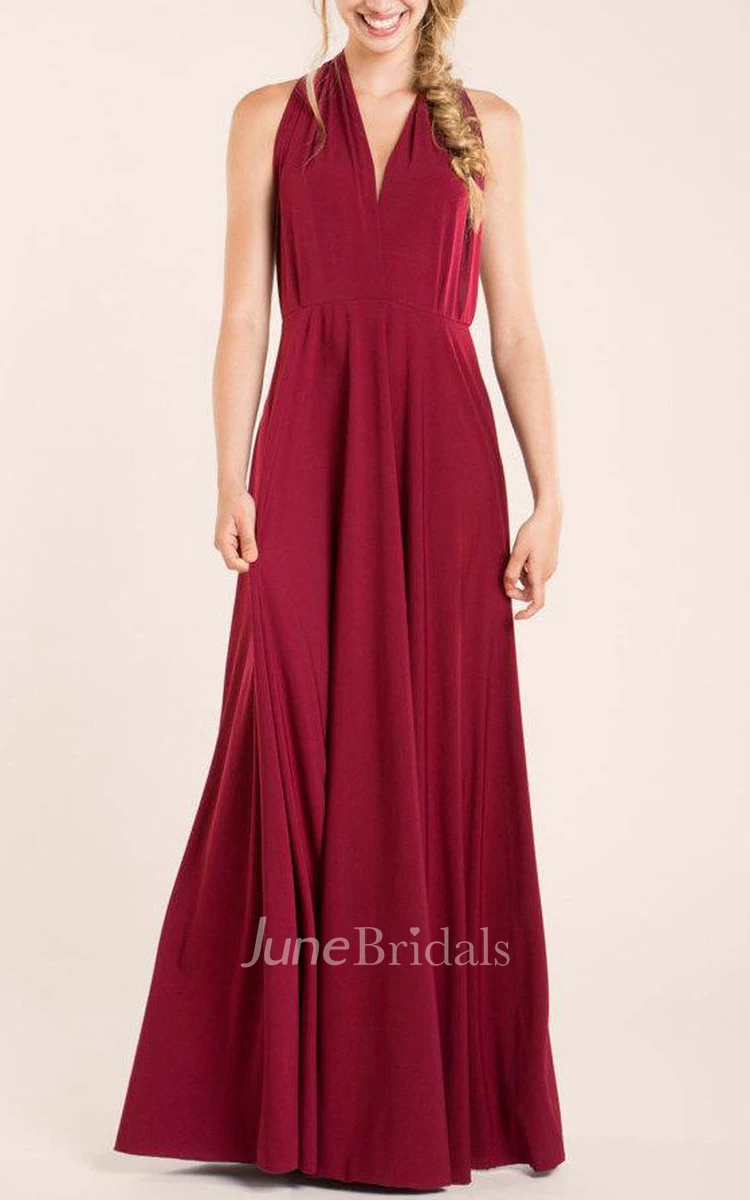 Short Sleeveless Wine Red Jersey&Satin Dress