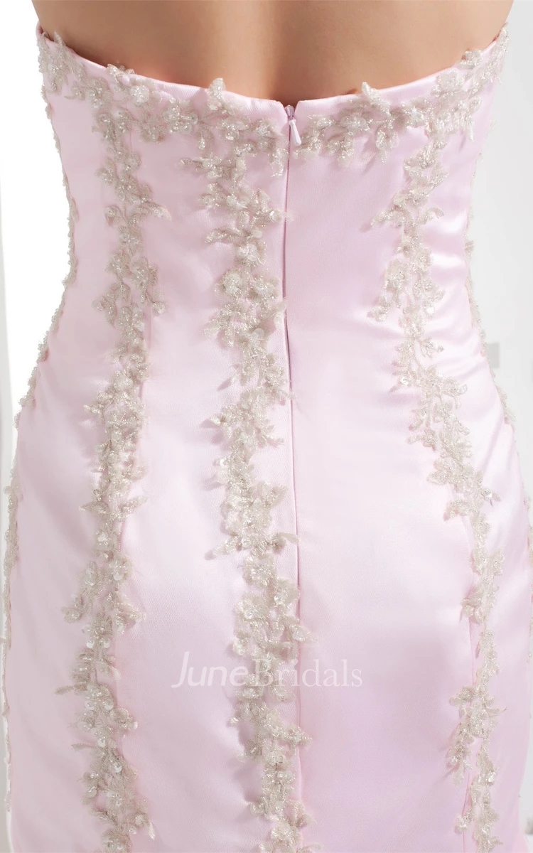 Sweetheart Column Dress with Appliques and Crystal Detailing