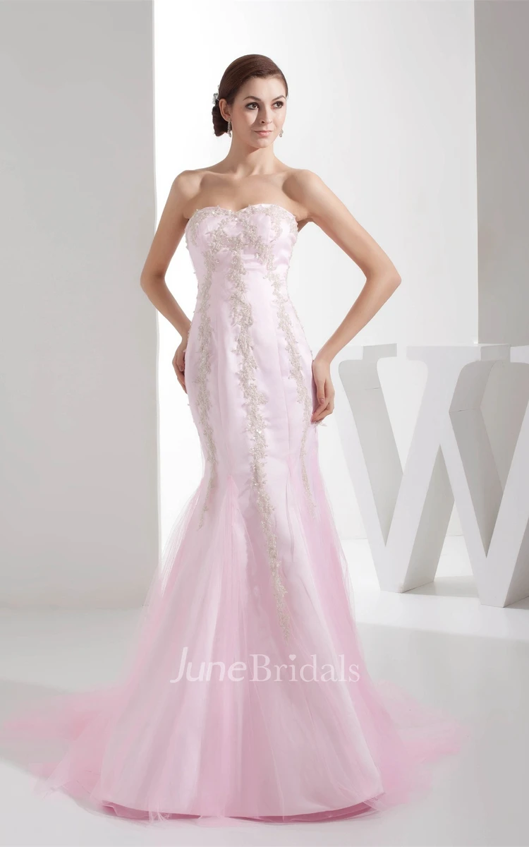 Sweetheart Column Dress with Appliques and Crystal Detailing