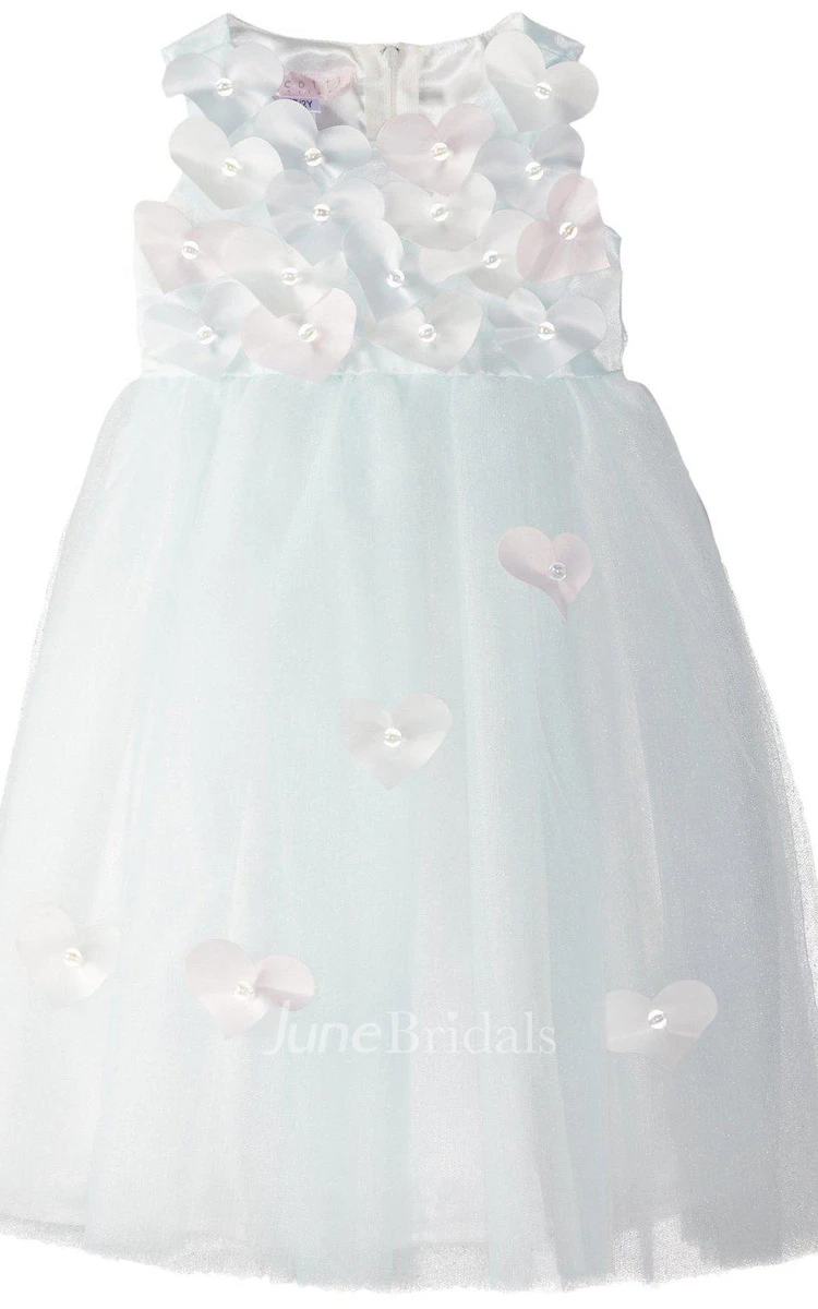 Sleeveless A-line Dress With Hearts and Bow