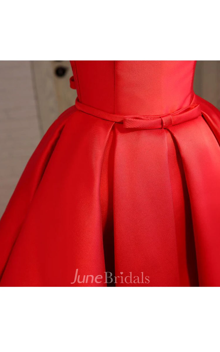 Strapless Red Short Prom With Pleats