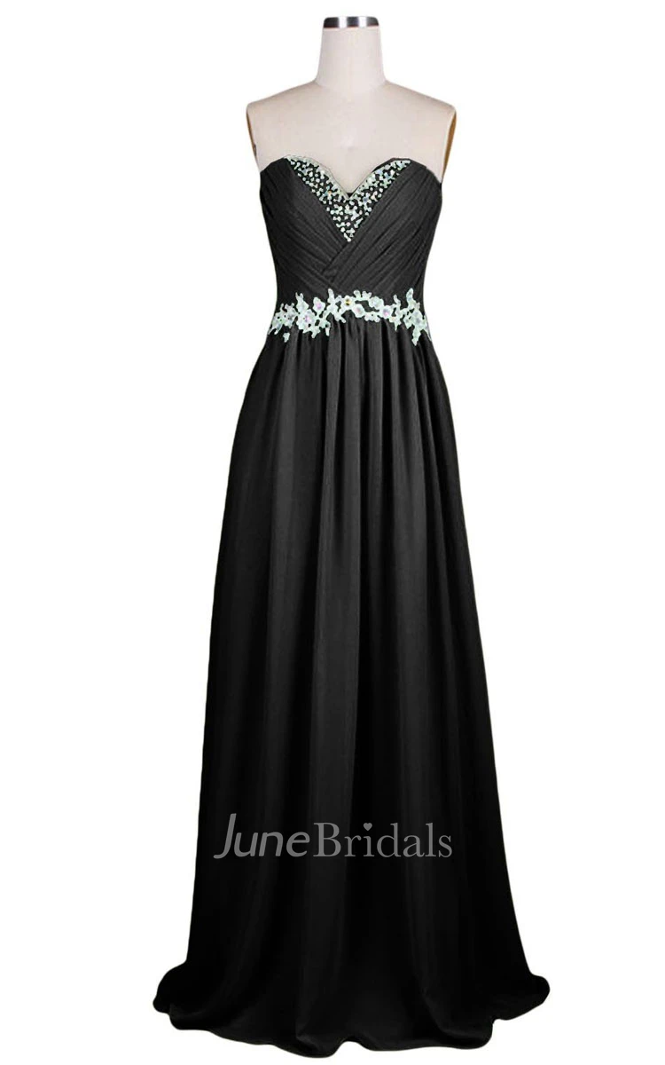 Sweetheart Pleated Beaded A-line Gown With Lace-up Back