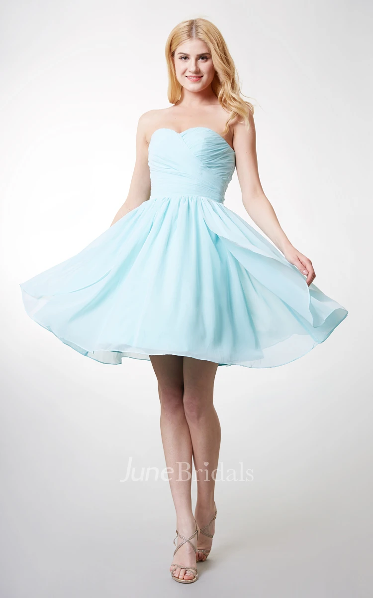 Charming Sweetheart Chiffon Dress With Ruched Bodice