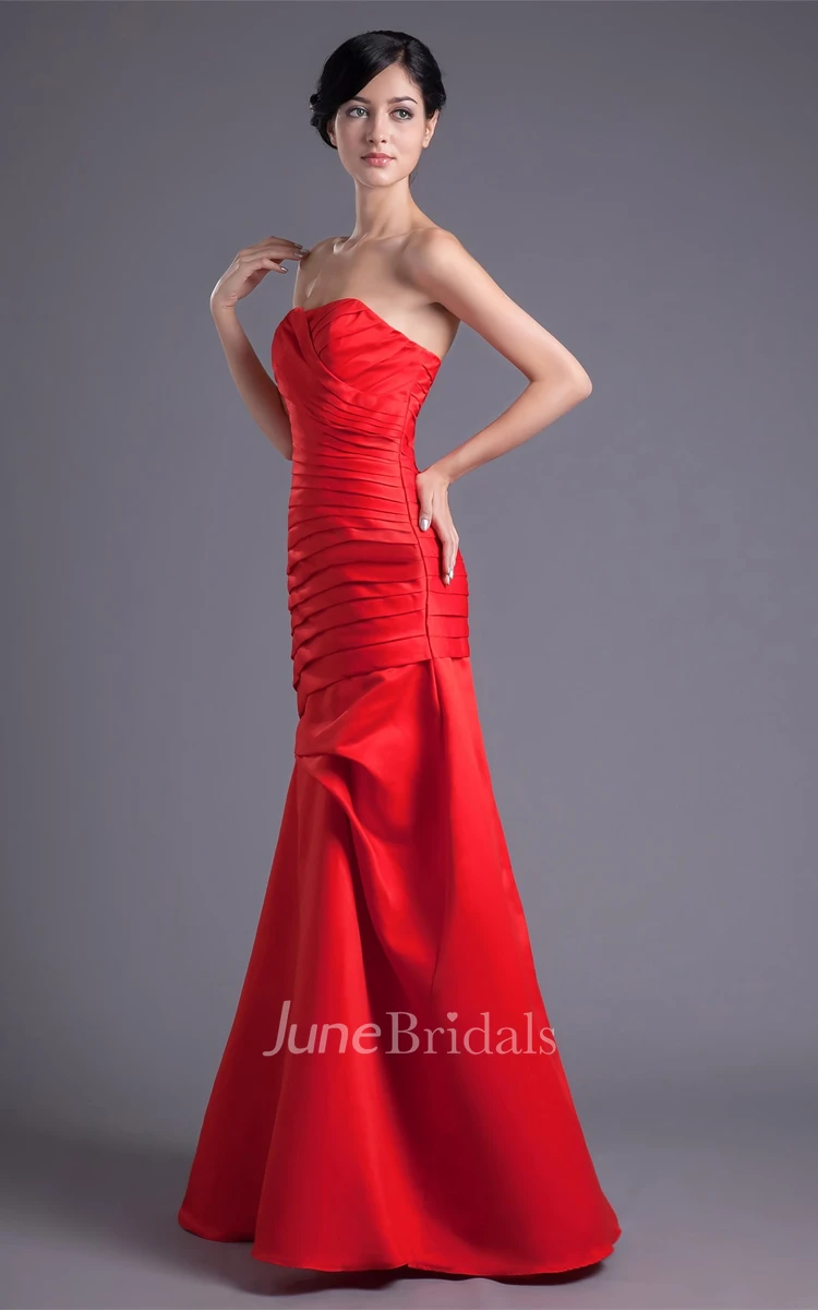 sweetheart column criss-cross gown with ruched bodice