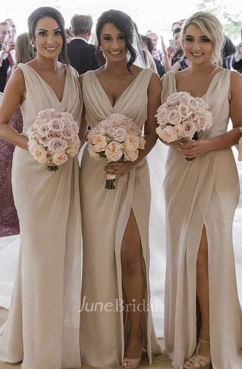 Sheath v neck bridesmaid dresses Clearance