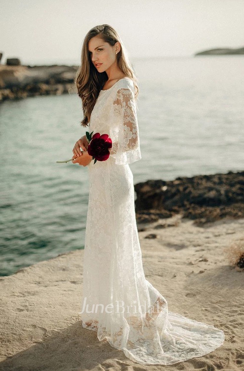 bat sleeve wedding dress