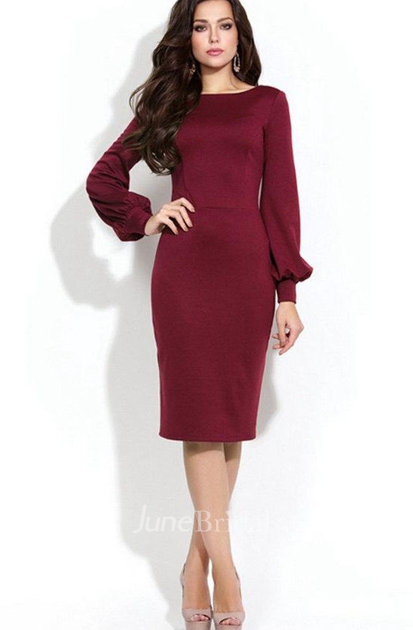 puff sleeve knee length dress