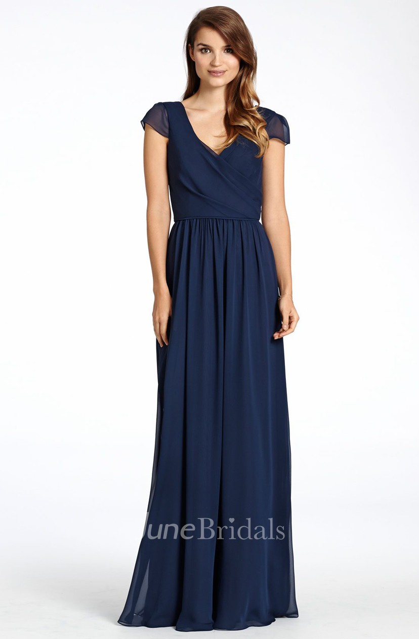 cap sleeve floor length dress