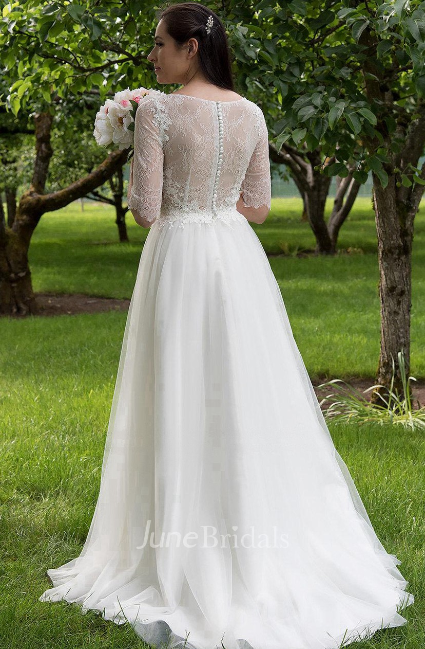 elbow sleeve wedding dress