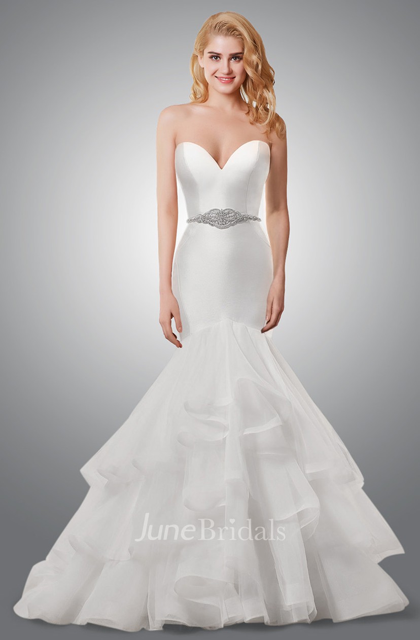 Modern Sweetheart Mermaid Wedding Dress With Cascading Ruffles June Bridals