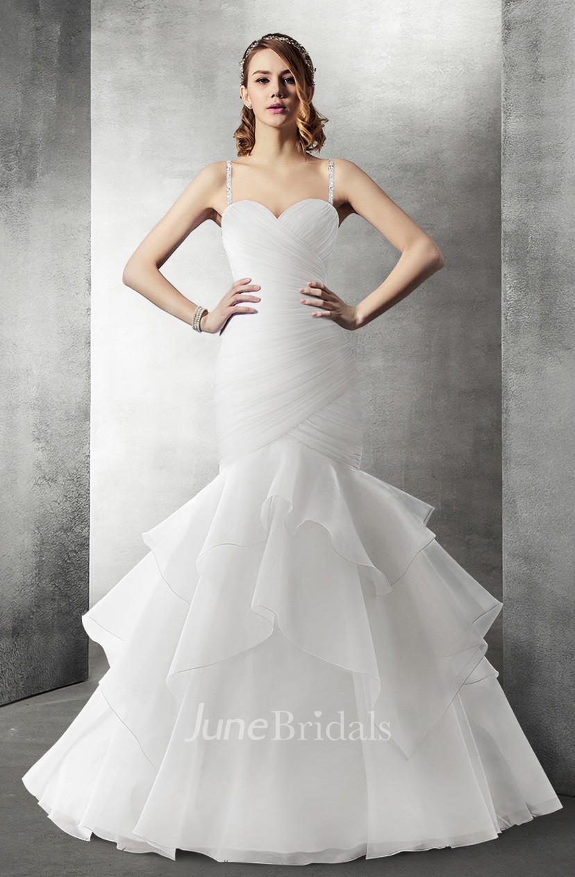 Sweetheart Mermaid Organza Wedding Dress With Cascading Ruffles June Bridals Sweetheart Mermaid Organza Wedding Dress With Cascading Ruffles June Bridals